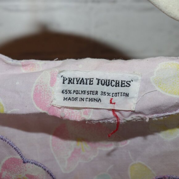 Vintage purple floral and embroidered bird button-down nightgown Private touches - Picture 3 of 8